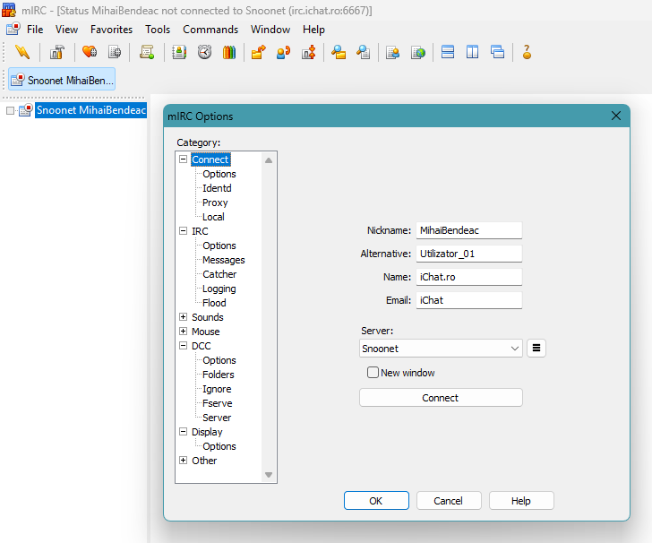 Configurare mIRC