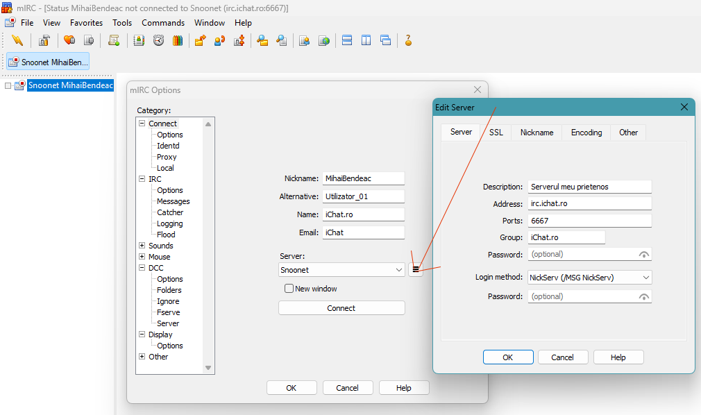 Configurare mIRC