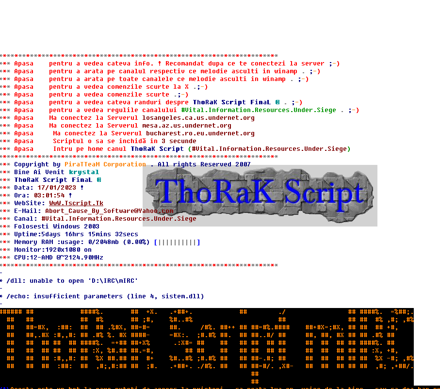 Preview ThOrAk mIRC Script